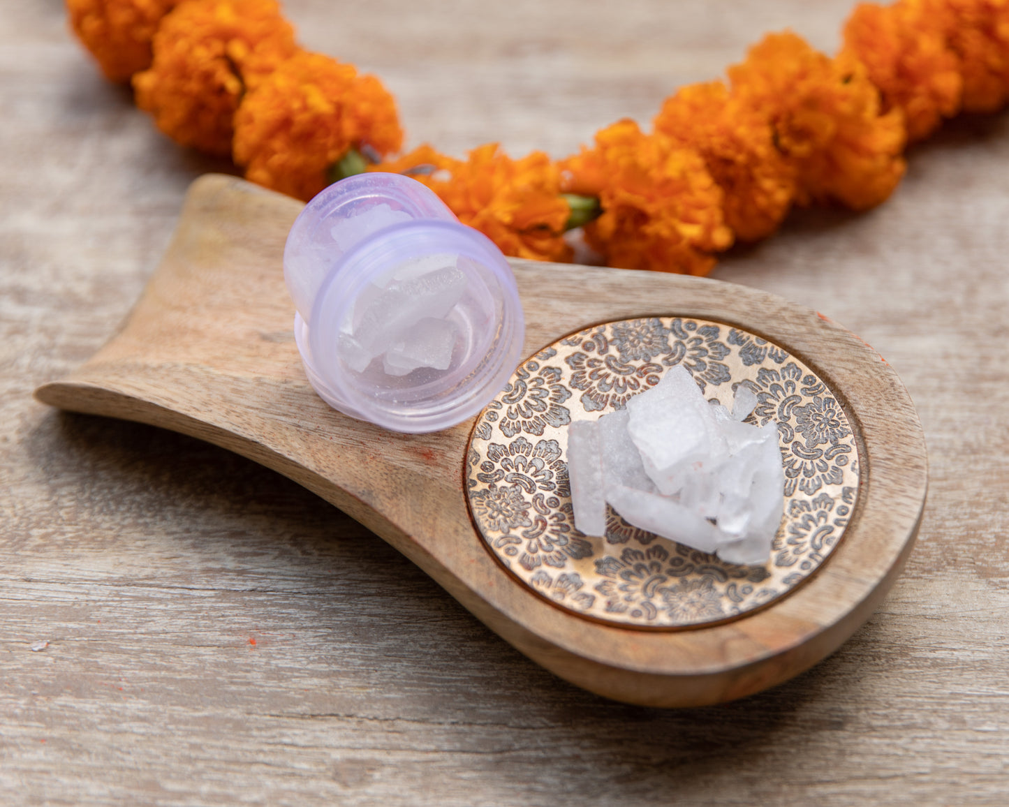Kapur/Camphor is lit and used in hawan ceremonies, aarti, and other forms of worship