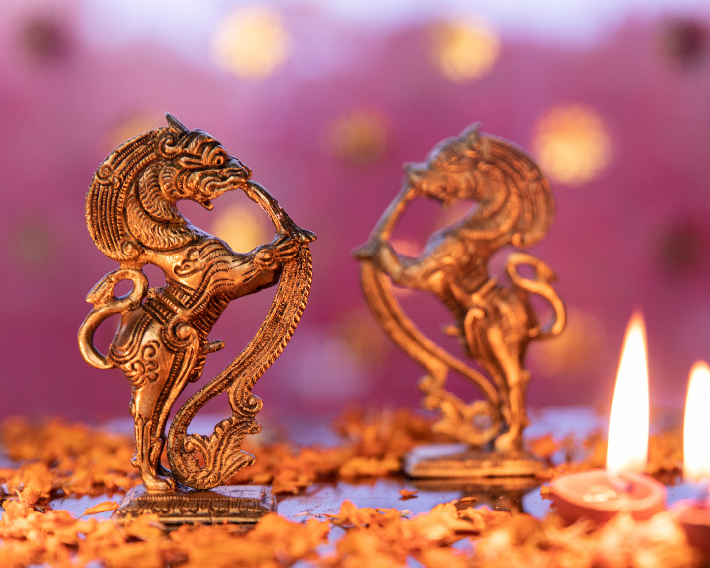 Brass Lions Guard Statues handcrafted by skilled artisans using Pure Brass