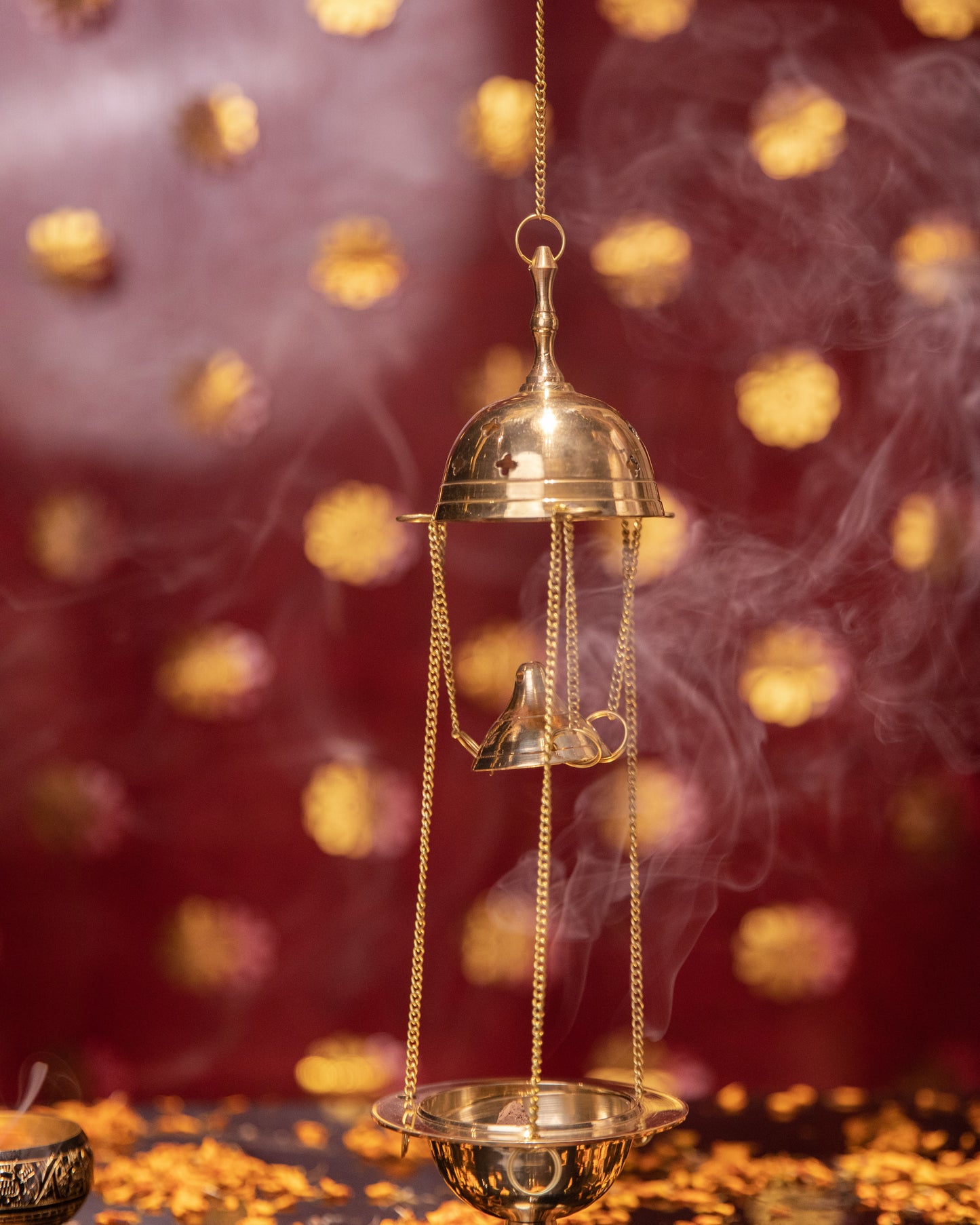 LeelaTheStore's brass Dhoop Dhani with Hanging Chain, a harmonious blend of functionality and aesthetics.