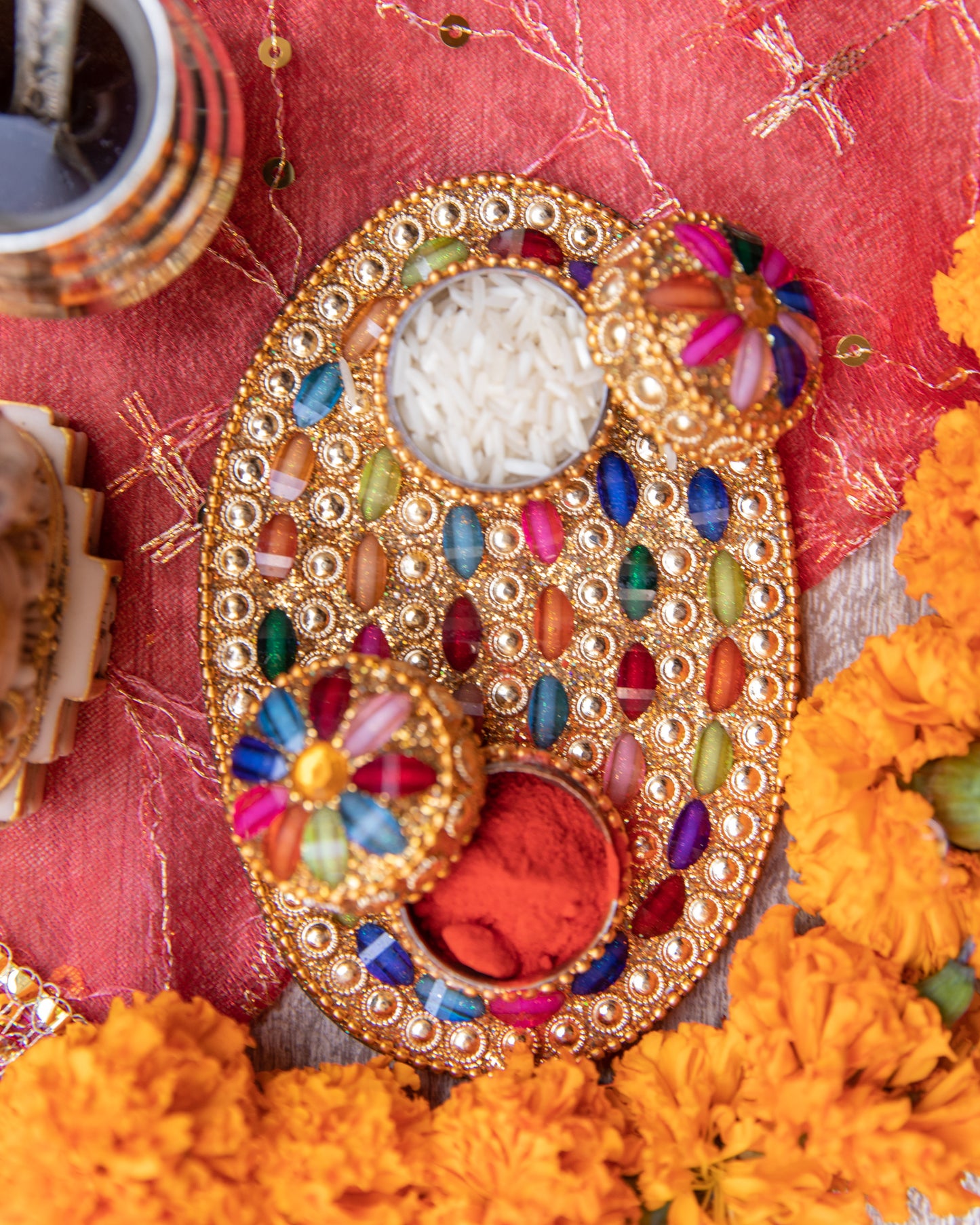 Our Stone Akshat Dani - a stunning and vibrant piece that seamlessly blends the spiritual significance with beauty.