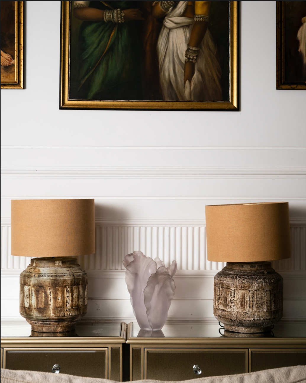 The Vana Prakāsh Table Lamp is a harmony of tradition and nature, hand-turned from solid vintage wood and finished with plant-based, natural colors.