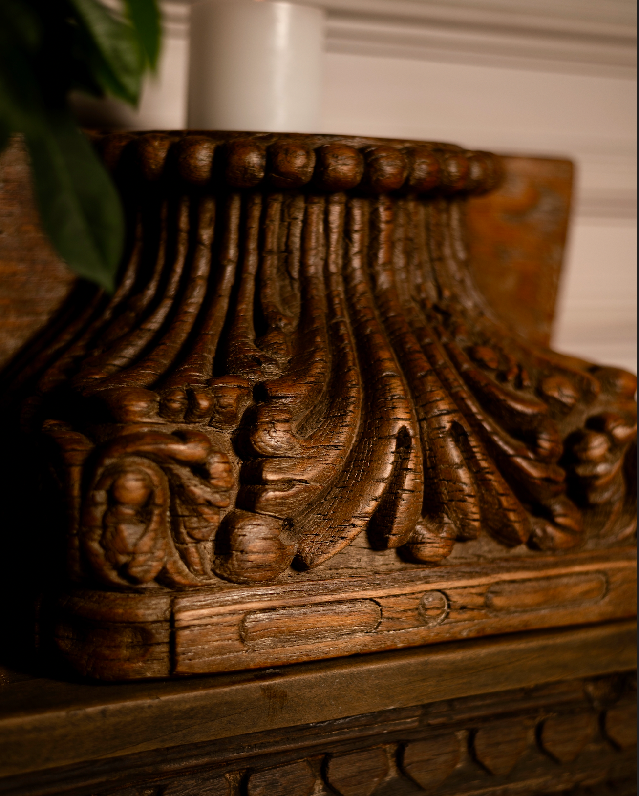 Hand-carved from solid reclaimed wood, the Padma Stambh Candle Pedestal is a statement of timeless grandeur. Its fluted, lotus-inspired detailing and natural aged finish recall fragments of temple architecture, carrying with them a sense of stillness and strength.