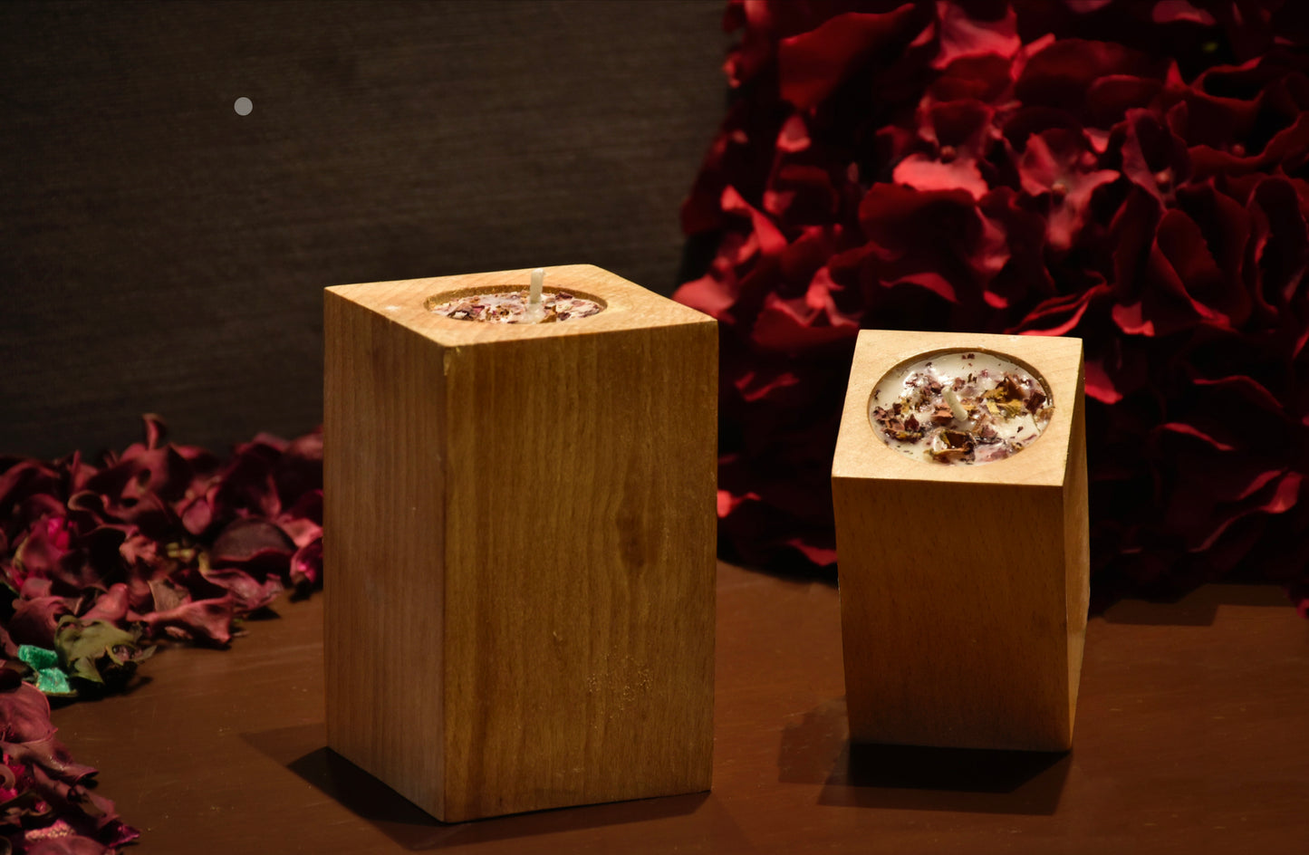 With the goodness of rose petals shining, these candles are handmade with love and are delightful to the senses.