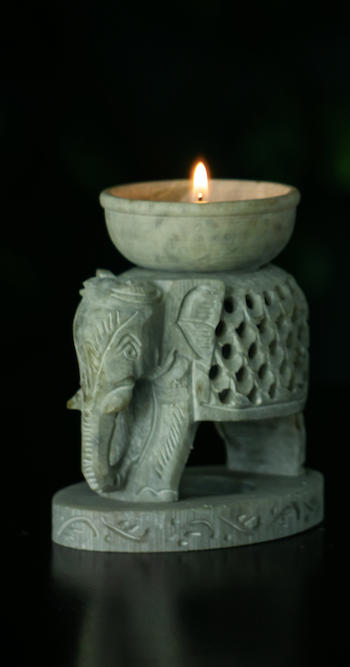 A Soap Stone Elephant Candle Stand for your Diwali Home Decor.