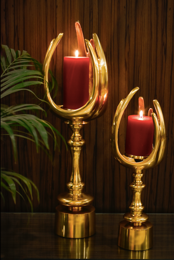 Tall, Beautiful & Statement Candle Stands Are Made With Brass With A Gold Finish, Elegantly Carved Into A Stylish Design,
