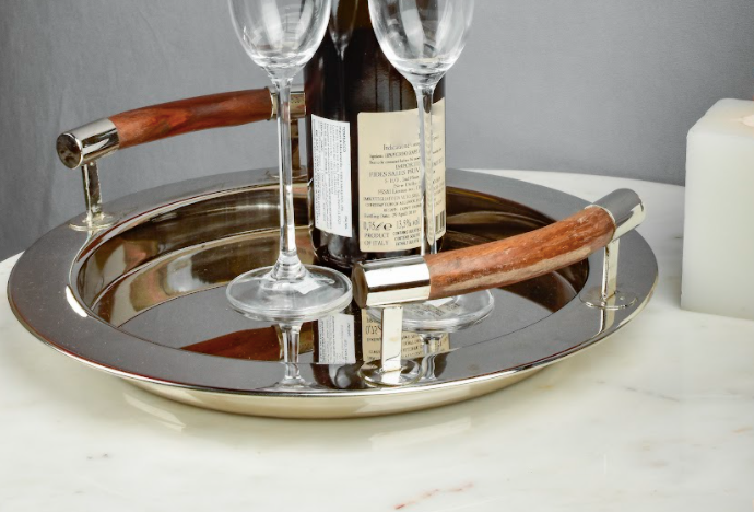 Large & Medium Trays made with stainless steel with wooden handle.