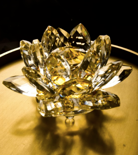 Tea Candle Light Holders made of crystal in Yellow, Pink & Blue.