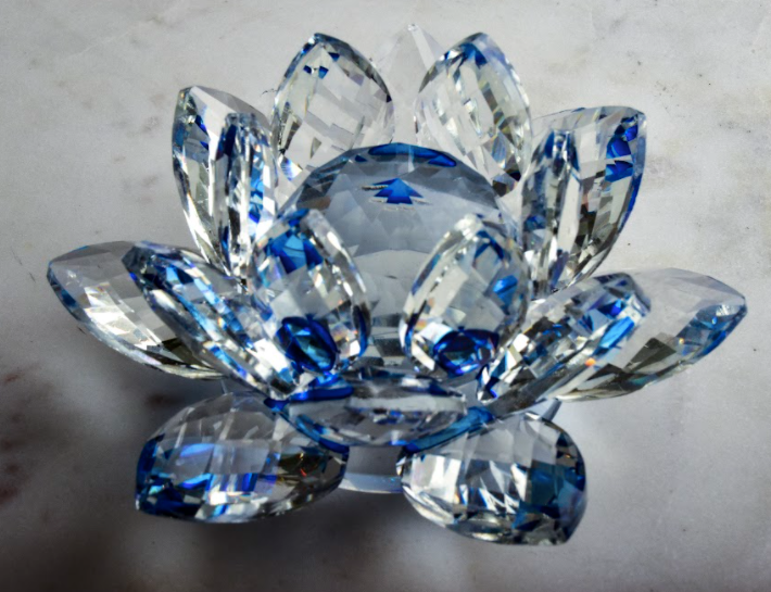 Tea Candle Light Holders made of crystal in Yellow, Pink & Blue.