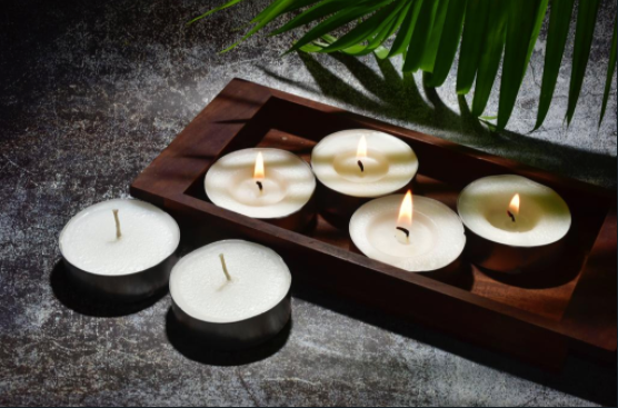   Tea Light Candles Organic Tea Light Candles Made of Soy Wax. These come in a set of 12 & are sold individually as well.