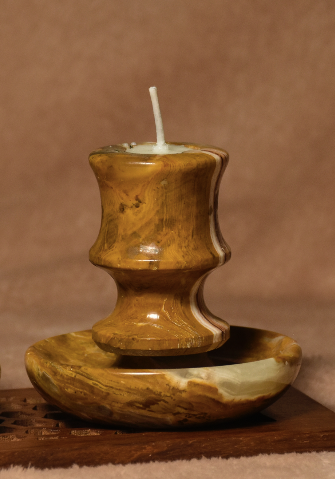 One Of The Most Revered Stones, Onyx, Beautifully crafted Into These One Of A Kind Candle holder With A Onyx Base.