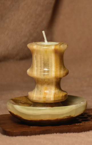 One Of The Most Revered Stones, Onyx, Beautifully crafted Into These One Of A Kind Candle holder With A Onyx Base.