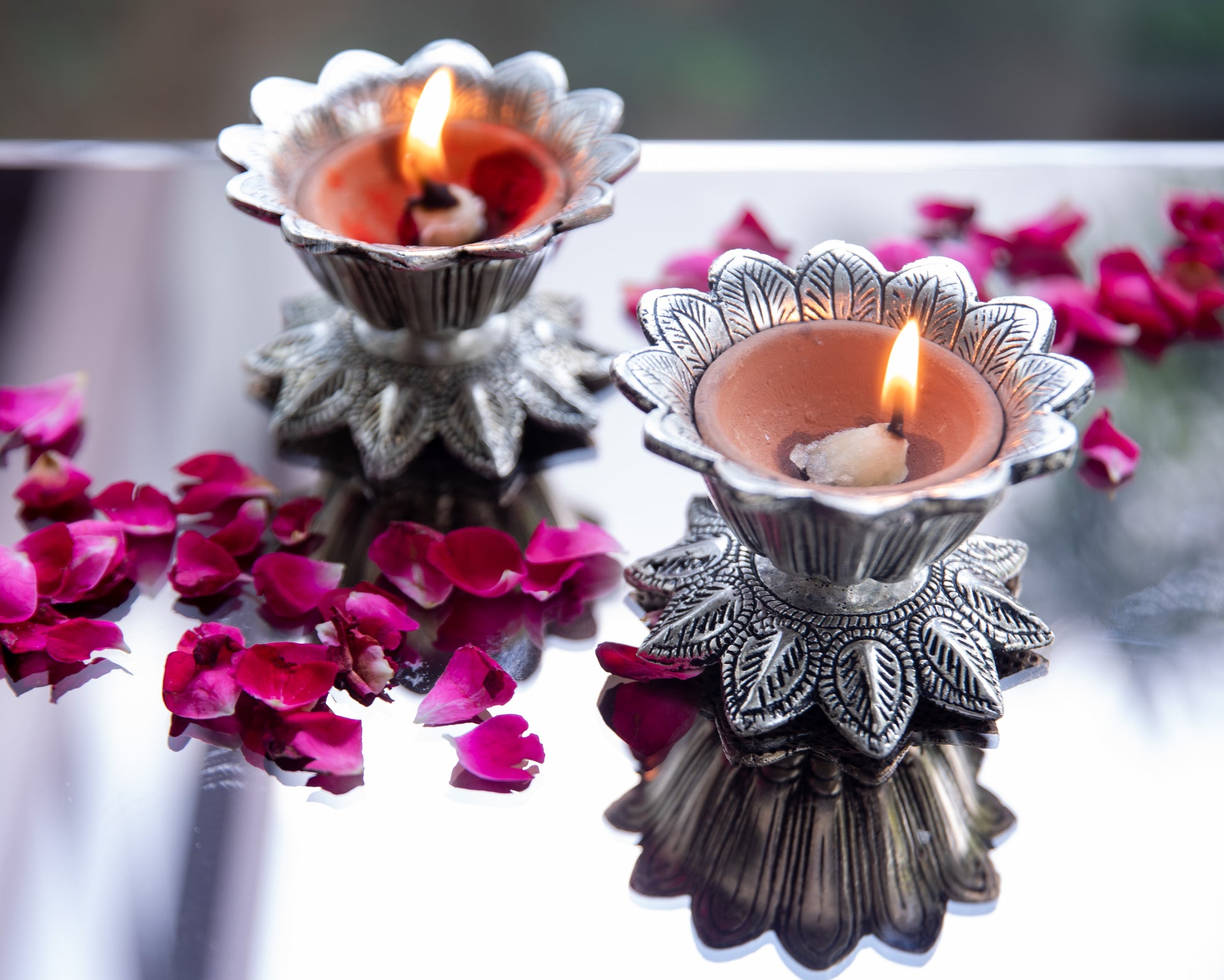 Leela's Lotus Diya is intricately designed diya and Its compact size makes it a versatile addition to your altar or meditation space.    
