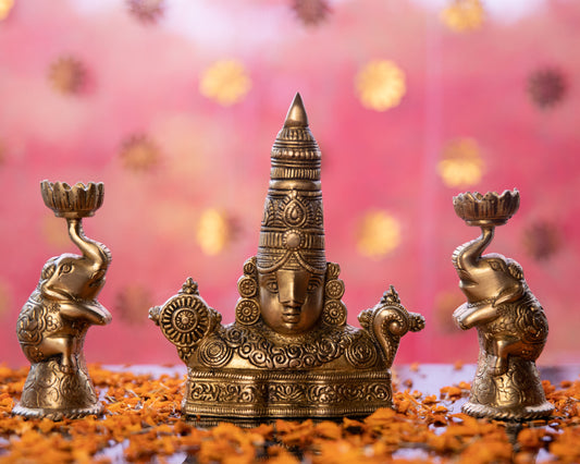 Brass Elephant Diya Stand is crafted from high-quality pure brass.
