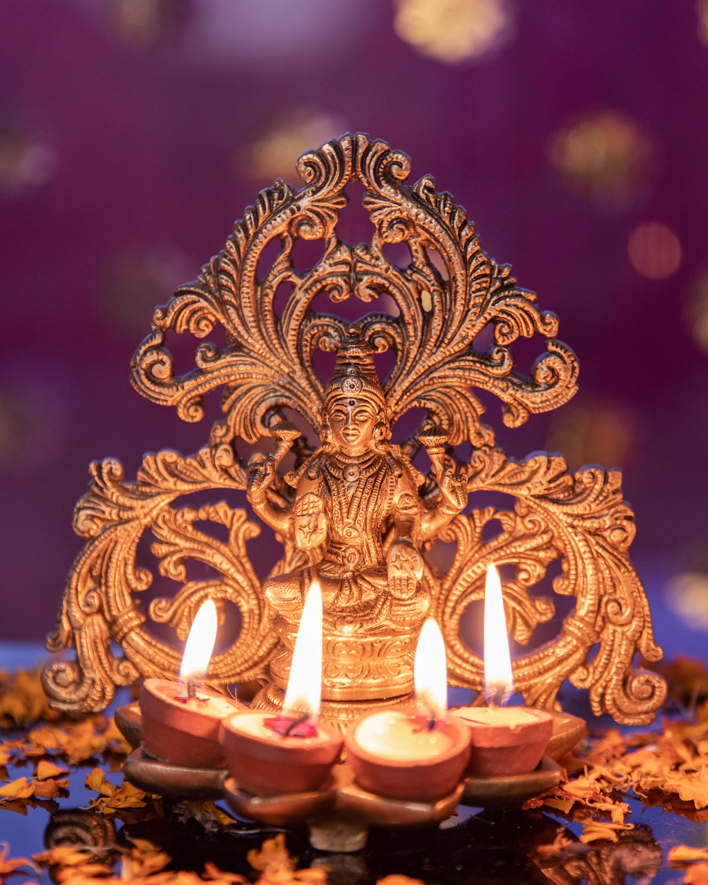 Brass Laxmi and Ganesha Diya