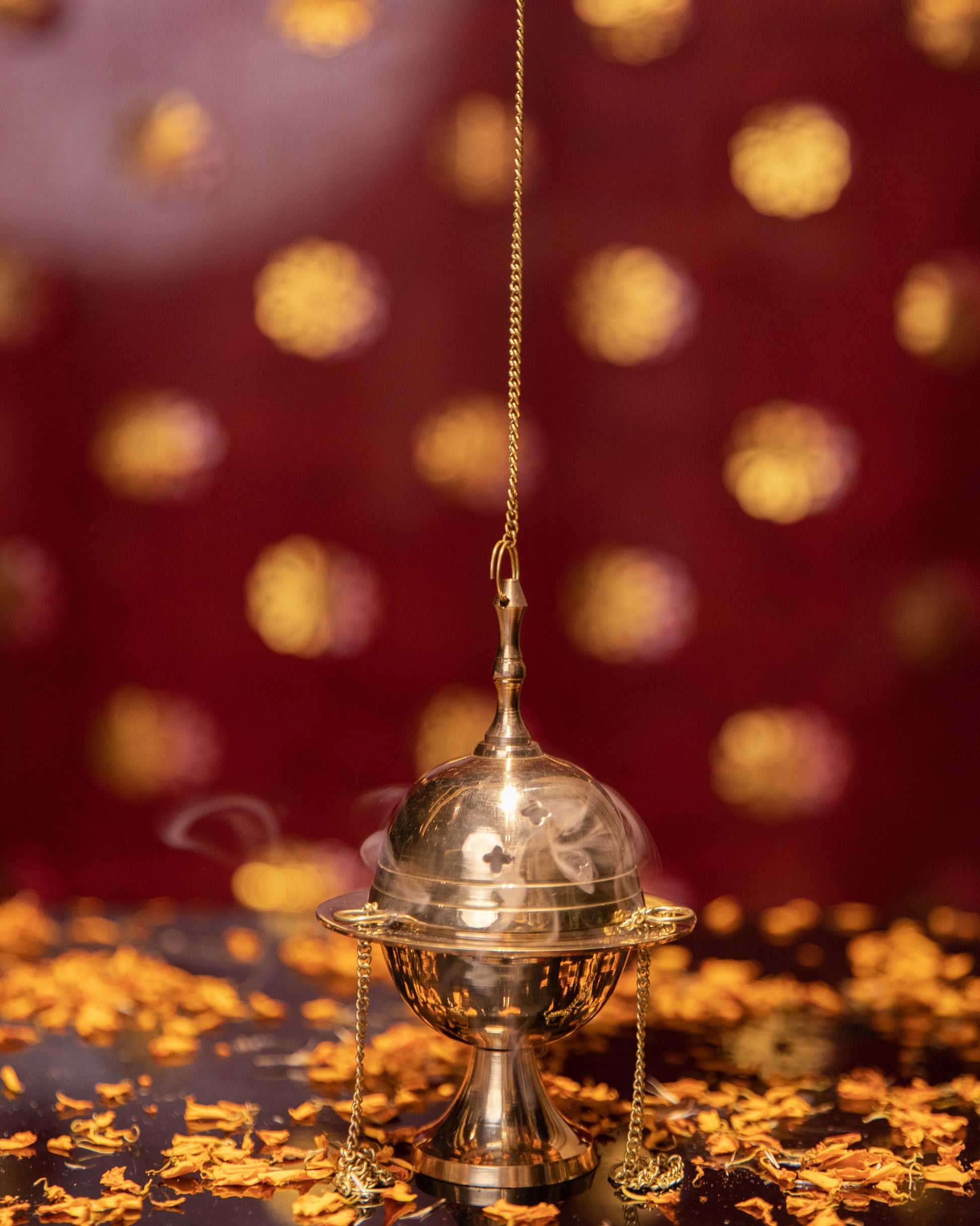 LeelaTheStore's brass Dhoop Dhani with Hanging Chain, a harmonious blend of functionality and aesthetics.