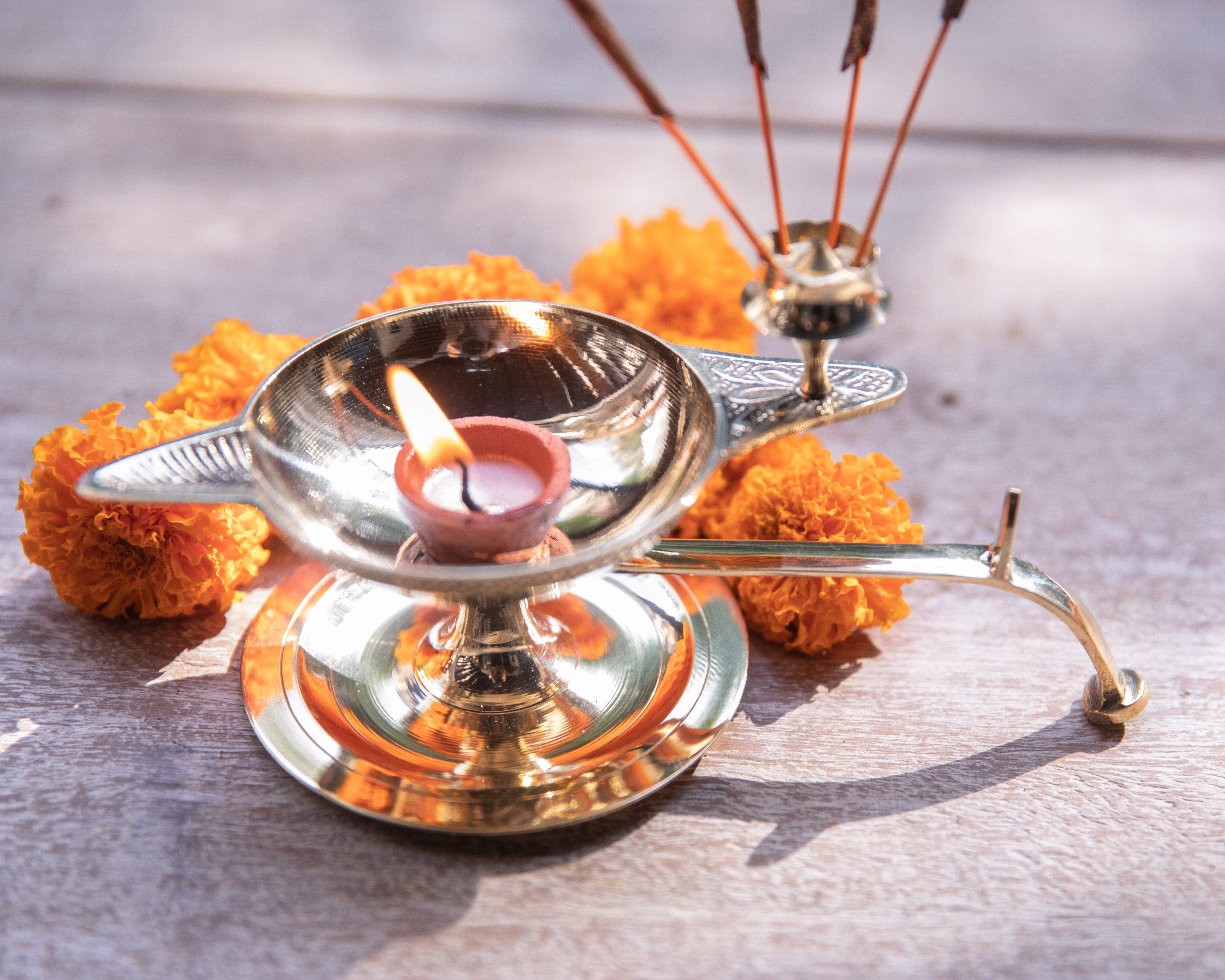 Diya Store Diya with Agarbatti Stand Aastha LeelaTheStore Pooja Essentials