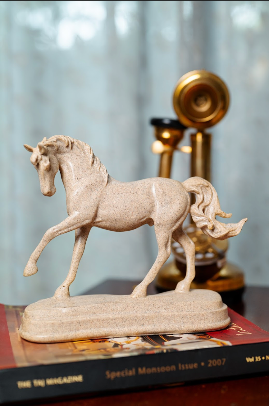 Bring a touch of elegance and timeless beauty to your decor with our Resin Horse on Stand. Capturing the majestic grace of a galloping horse, this meticulously crafted piece adds a sense of movement and vitality to any space. 