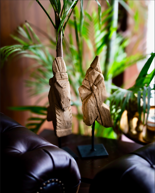 Hand-carved from salvaged wood, Ādya (आद्य) — meaning the original, the primal — captures the timeless strength of the horse in an abstract, totem-like form. Its raw carving and minimal detailing strip away ornamentation, leaving only the essence of power, endurance, and grace. 