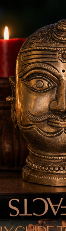 A commanding sculptural bust of Lord Shiva, cast in pure brass and finished by hand. 