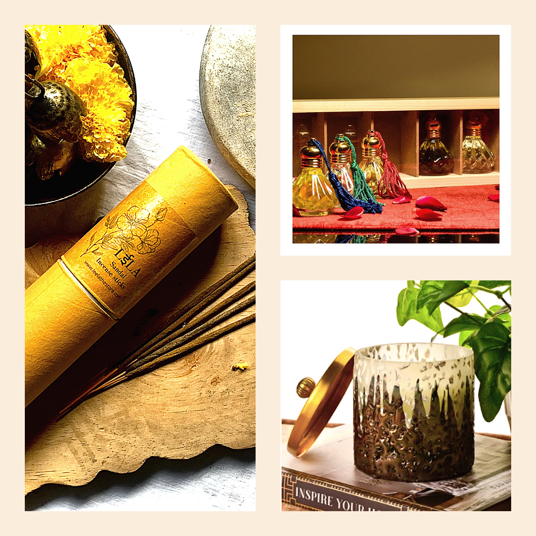 A Valentine's Day Gift Combo for your loved one with incense sticks, candle & fragrances.