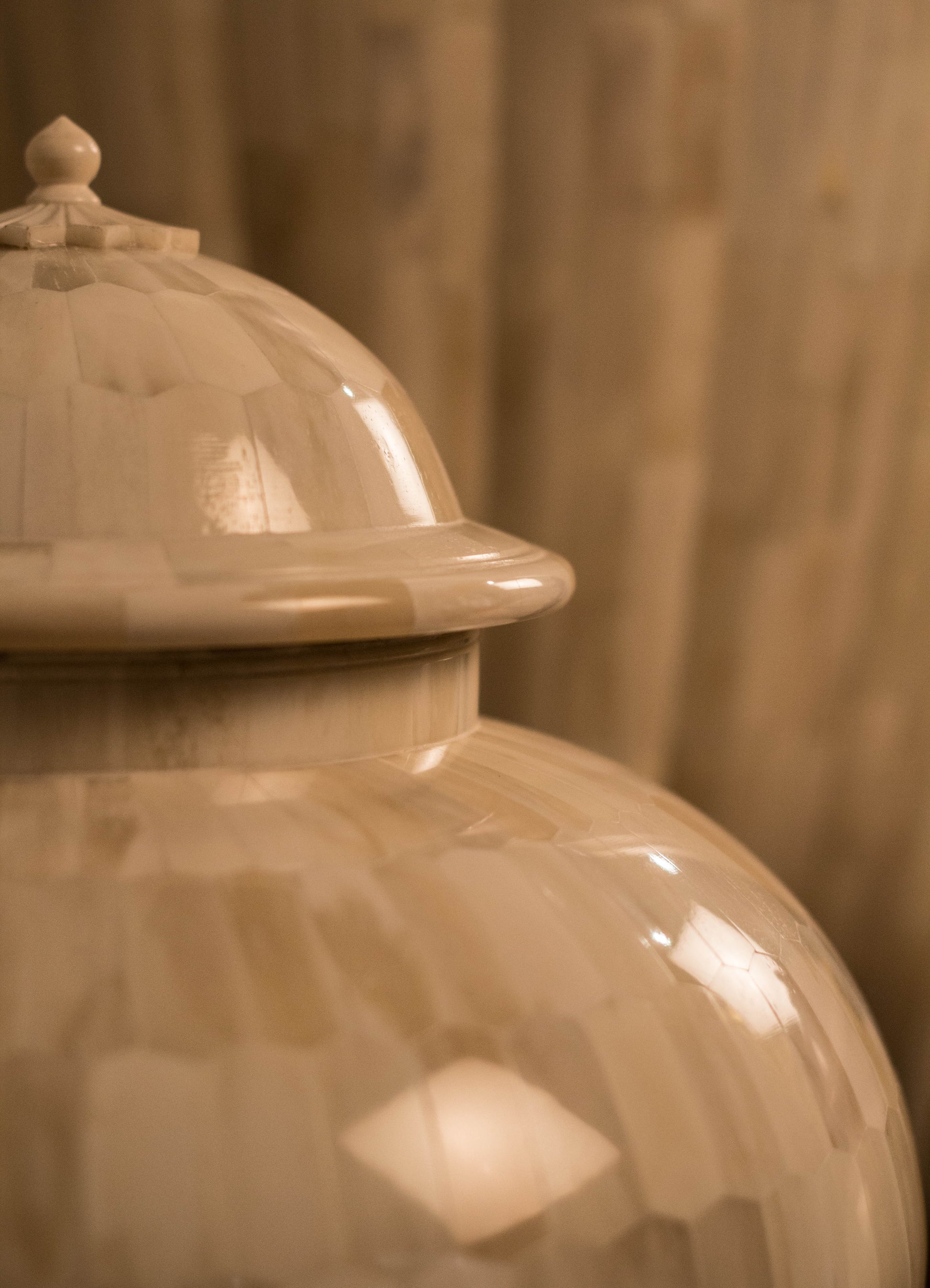 A collection of three marble vases with detailed hand made carvings, that are white in colour. Come Separately as well.