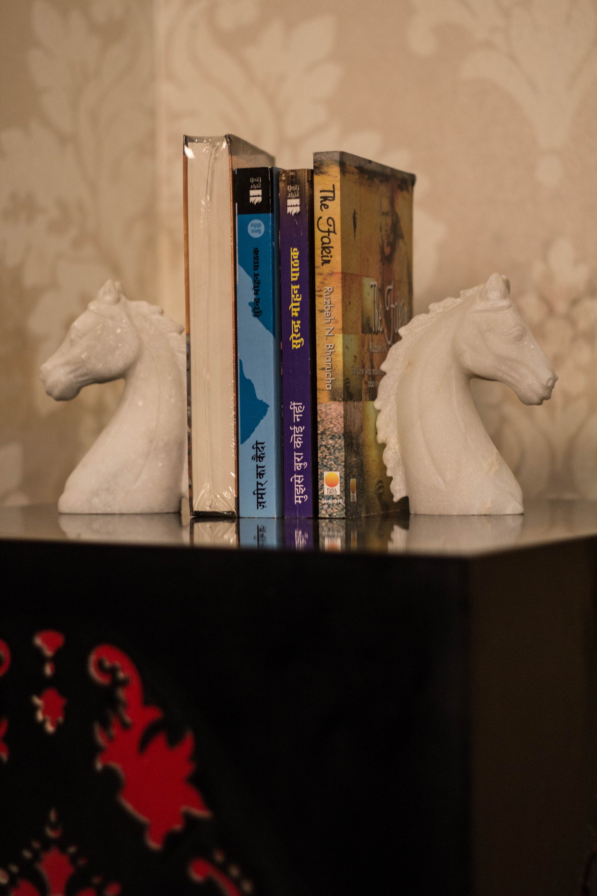 A Pair of Marble Horse Bookends with a flat base and steady back to support those precious books!
