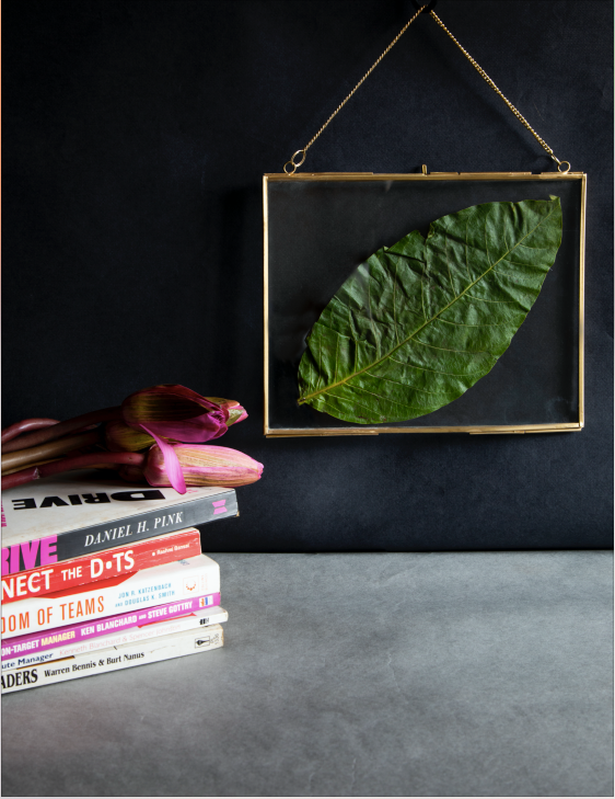 A Sleek, Gold & Glass Photo Frame, Made of Brass with a Metal Chain Attached for the wall Mounting Provision.