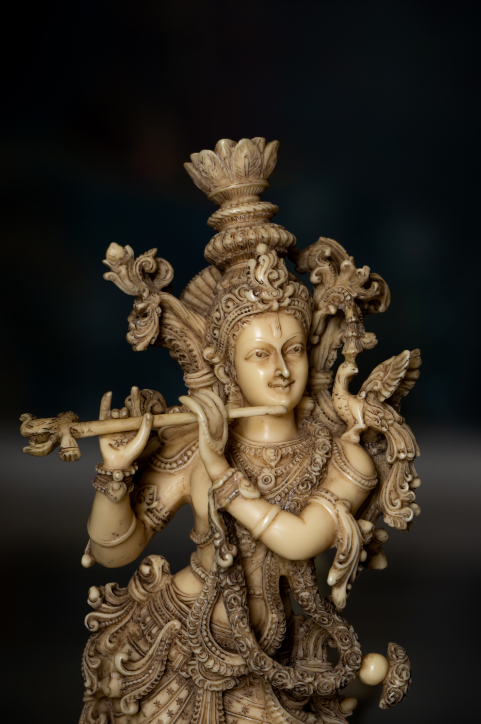 Lord Krishna Made with Marble Dust playing the flute for Diwali home decor