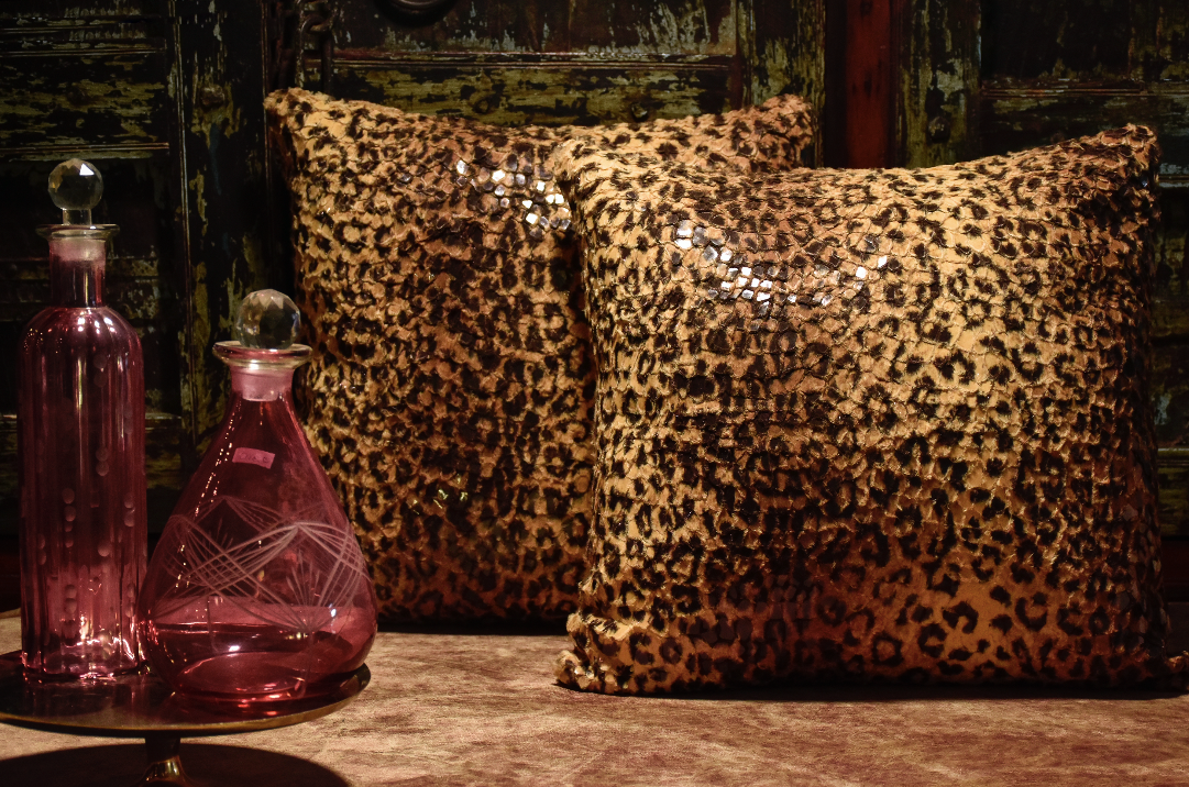 A Leather Cushion in an animal print
