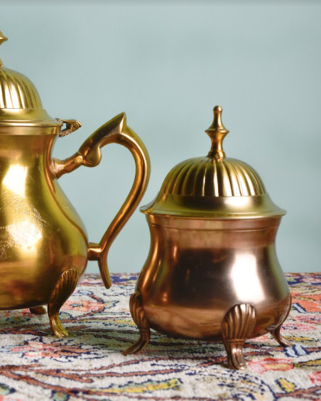 The Brass Tea Set,made with pure brass,A Set of 3 pieces- A Tea Pot, A Milk Pot & A Sugar Pot 
