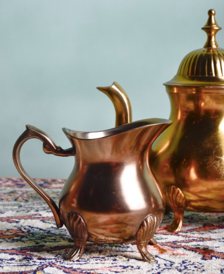 The Brass Tea Set,made with pure brass,A Set of 3 pieces- A Tea Pot, A Milk Pot & A Sugar Pot 
