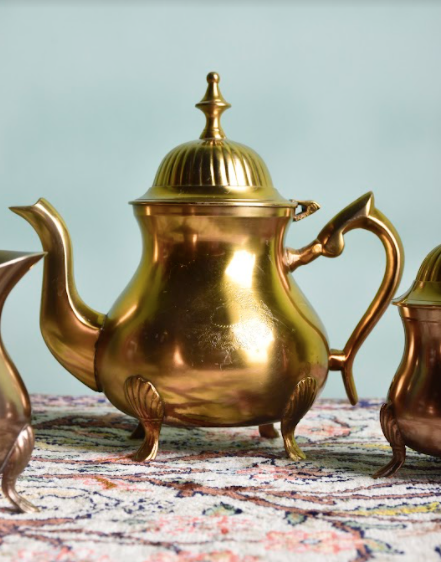 The Brass Tea Set,made with pure brass,A Set of 3 pieces- A Tea Pot, A Milk Pot & A Sugar Pot 