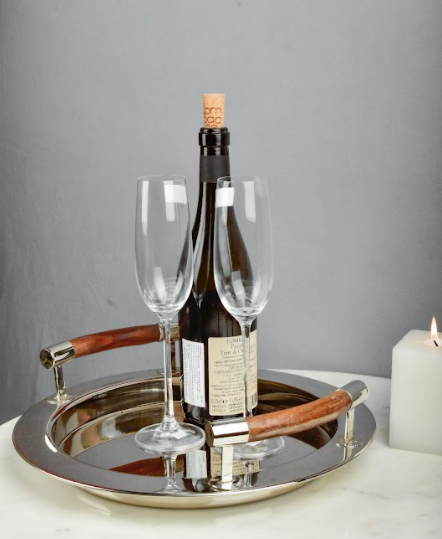 Large & Medium Trays made with stainless steel with wooden handle.