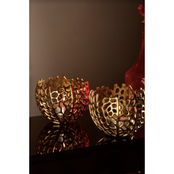 Made With Metal, The Tracery Vases Dawn A Netted Design In A Glittery Gold Finish