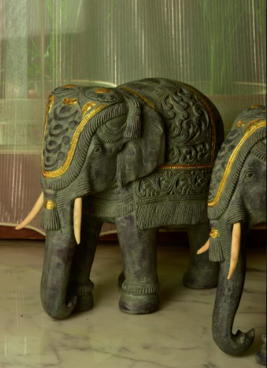 Made With Mango Wood, The Imperial Elephant Showpieces are Hand Carved to resemble elephants as part of the royal entourage 