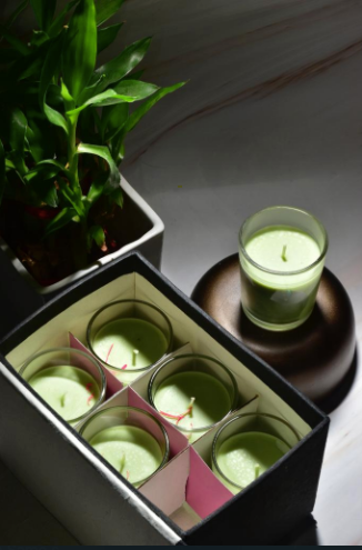 Shot Glass Candles Are Made of Soy Wax. Available in various colours , Lime Green