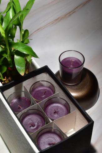 Shot Glass Candles Are Made of Soy Wax. Available in various colours Lilac