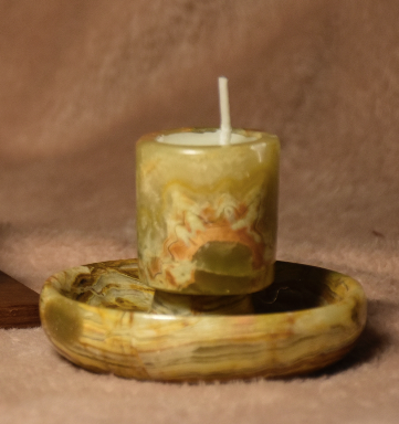 One Of The Most Revered Stones, Onyx, Beautifully crafted Into These One Of A Kind Candle holder With A Onyx Base.