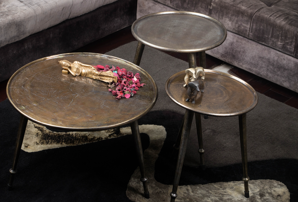 A collection of 3 tables, Made with brass & waterproof, is meant to always steal the show in any setting!
