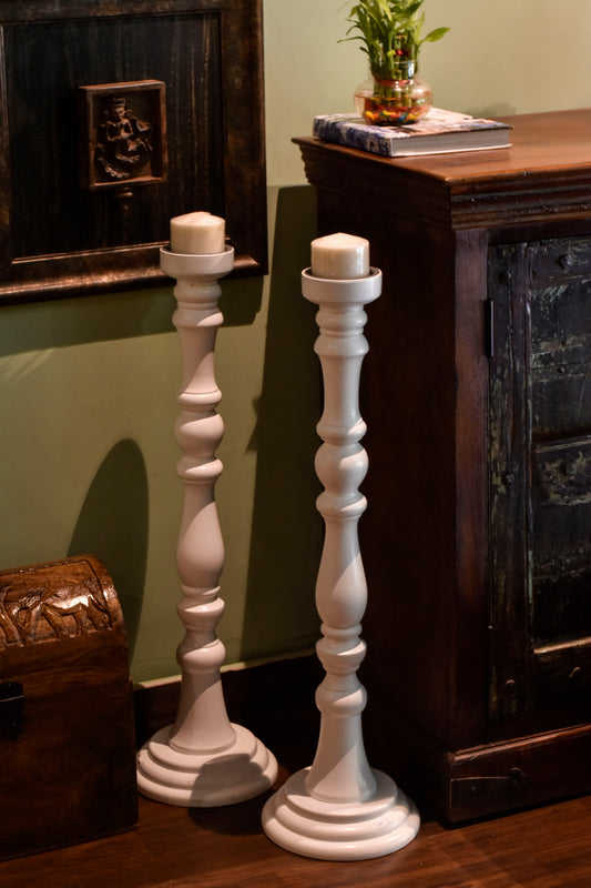Bare White Candle Stands