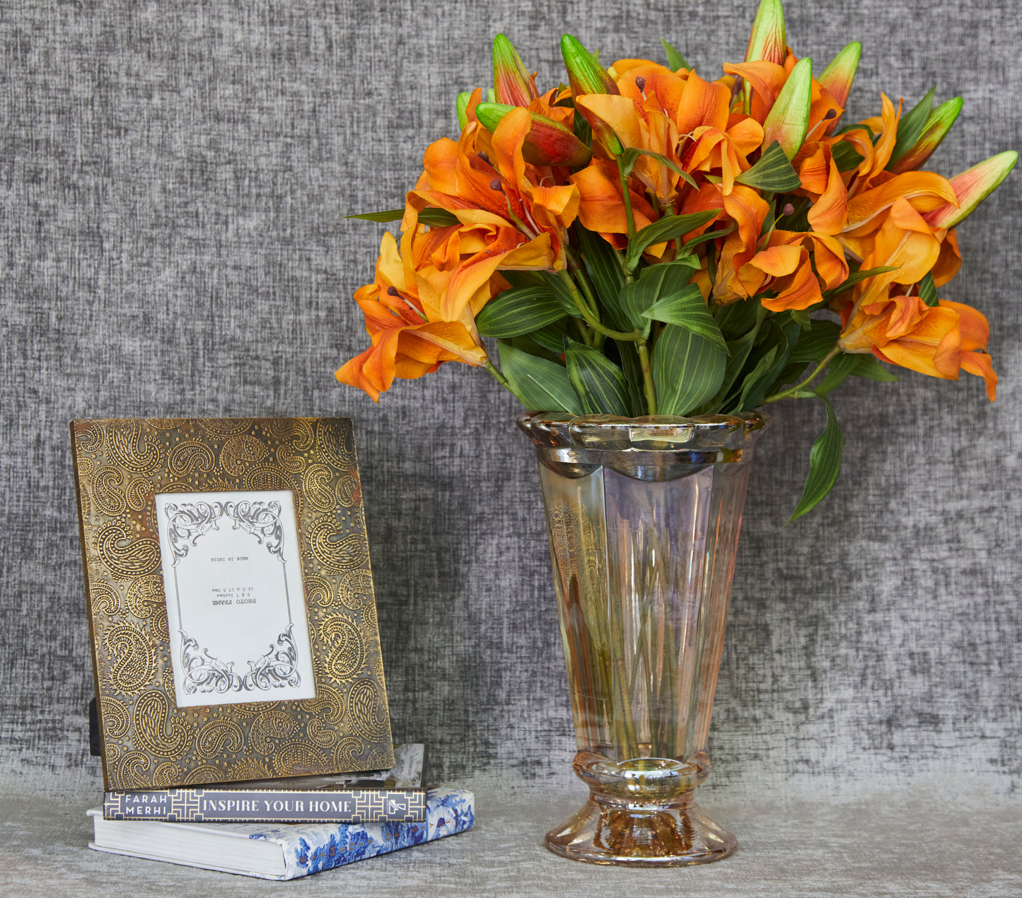 A Glass Vase Made With State Of The Art Glass In A Peach Colour 